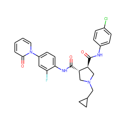 O=C(Nc1ccc(Cl)cc1)[C@H]1CN(CC2CC2)C[C@@H]1C(=O)Nc1ccc(-n2ccccc2=O)cc1F ZINC000058582331