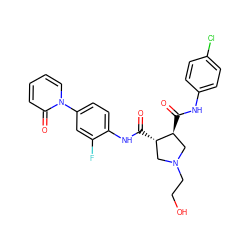 O=C(Nc1ccc(Cl)cc1)[C@H]1CN(CCO)C[C@@H]1C(=O)Nc1ccc(-n2ccccc2=O)cc1F ZINC000058592265