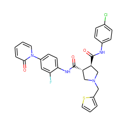 O=C(Nc1ccc(Cl)cc1)[C@H]1CN(Cc2cccs2)C[C@@H]1C(=O)Nc1ccc(-n2ccccc2=O)cc1F ZINC000058660970