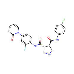 O=C(Nc1ccc(Cl)cc1)[C@H]1CNC[C@@H]1C(=O)Nc1ccc(-n2ccccc2=O)cc1F ZINC000058590552