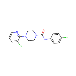 O=C(Nc1ccc(Cl)cc1)N1CCN(c2ncccc2Cl)CC1 ZINC000013553818