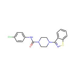 O=C(Nc1ccc(Cl)cc1)N1CCN(c2nsc3ccccc23)CC1 ZINC000006702241