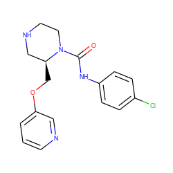 O=C(Nc1ccc(Cl)cc1)N1CCNC[C@@H]1COc1cccnc1 ZINC000114575260