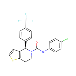 O=C(Nc1ccc(Cl)cc1)N1CCc2sccc2[C@H]1c1ccc(C(F)(F)F)cc1 ZINC000084653740