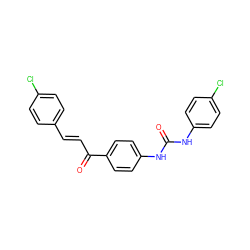 O=C(Nc1ccc(Cl)cc1)Nc1ccc(C(=O)/C=C/c2ccc(Cl)cc2)cc1 ZINC000013644507