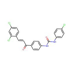 O=C(Nc1ccc(Cl)cc1)Nc1ccc(C(=O)/C=C/c2ccc(Cl)cc2Cl)cc1 ZINC000013644510