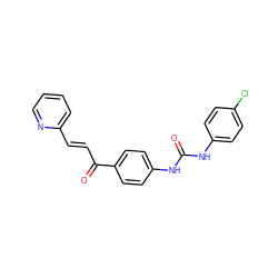 O=C(Nc1ccc(Cl)cc1)Nc1ccc(C(=O)/C=C/c2ccccn2)cc1 ZINC000028521077