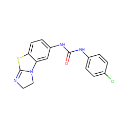 O=C(Nc1ccc(Cl)cc1)Nc1ccc2c(c1)N1CCN=C1S2 ZINC000000503717