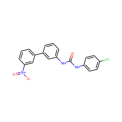 O=C(Nc1ccc(Cl)cc1)Nc1cccc(-c2cccc([N+](=O)[O-])c2)c1 ZINC001772582045