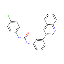 O=C(Nc1ccc(Cl)cc1)Nc1cccc(-c2cnc3ccccc3c2)c1 ZINC001772615508