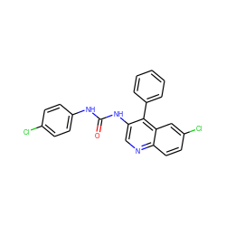 O=C(Nc1ccc(Cl)cc1)Nc1cnc2ccc(Cl)cc2c1-c1ccccc1 ZINC000013737631