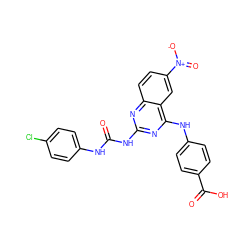 O=C(Nc1ccc(Cl)cc1)Nc1nc(Nc2ccc(C(=O)O)cc2)c2cc([N+](=O)[O-])ccc2n1 ZINC000071318309