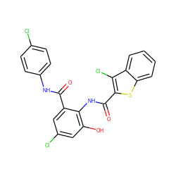 O=C(Nc1ccc(Cl)cc1)c1cc(Cl)cc(O)c1NC(=O)c1sc2ccccc2c1Cl ZINC000013487501