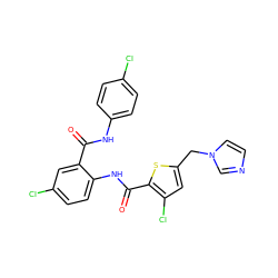 O=C(Nc1ccc(Cl)cc1)c1cc(Cl)ccc1NC(=O)c1sc(Cn2ccnc2)cc1Cl ZINC000014963673