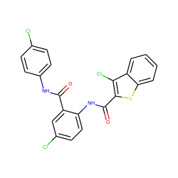 O=C(Nc1ccc(Cl)cc1)c1cc(Cl)ccc1NC(=O)c1sc2ccccc2c1Cl ZINC000013487481