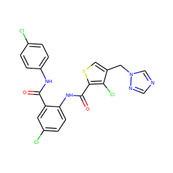 O=C(Nc1ccc(Cl)cc1)c1cc(Cl)ccc1NC(=O)c1scc(Cn2cncn2)c1Cl ZINC000014963759