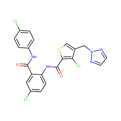 O=C(Nc1ccc(Cl)cc1)c1cc(Cl)ccc1NC(=O)c1scc(Cn2nccn2)c1Cl ZINC000014963767