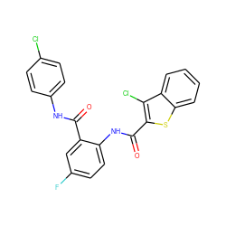 O=C(Nc1ccc(Cl)cc1)c1cc(F)ccc1NC(=O)c1sc2ccccc2c1Cl ZINC000013487483