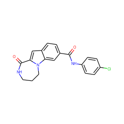 O=C(Nc1ccc(Cl)cc1)c1ccc2cc3n(c2c1)CCCNC3=O ZINC000073160038