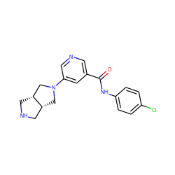 O=C(Nc1ccc(Cl)cc1)c1cncc(N2C[C@@H]3CNC[C@@H]3C2)c1 ZINC000073157170