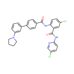 O=C(Nc1ccc(Cl)cc1C(=O)Nc1ccc(Cl)cn1)c1ccc(-c2cccc(N3CCCC3)c2)cc1 ZINC000028022663