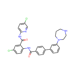 O=C(Nc1ccc(Cl)cc1C(=O)Nc1ccc(Cl)cn1)c1ccc(-c2cccc(N3CCCNCC3)c2)cc1 ZINC000028085967