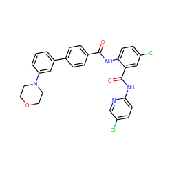 O=C(Nc1ccc(Cl)cc1C(=O)Nc1ccc(Cl)cn1)c1ccc(-c2cccc(N3CCOCC3)c2)cc1 ZINC000028104146