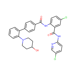 O=C(Nc1ccc(Cl)cc1C(=O)Nc1ccc(Cl)cn1)c1ccc(-c2ccccc2N2CCC(O)CC2)cc1 ZINC000028095355