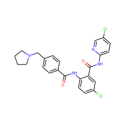 O=C(Nc1ccc(Cl)cc1C(=O)Nc1ccc(Cl)cn1)c1ccc(CN2CCCC2)cc1 ZINC000028021234