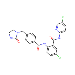 O=C(Nc1ccc(Cl)cc1C(=O)Nc1ccc(Cl)cn1)c1ccc(CN2CCNC2=O)cc1 ZINC000028092618