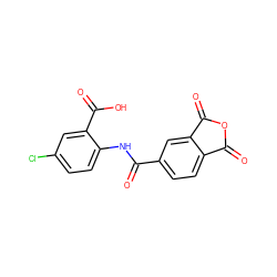 O=C(Nc1ccc(Cl)cc1C(=O)O)c1ccc2c(c1)C(=O)OC2=O ZINC000653780393