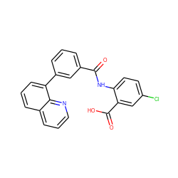 O=C(Nc1ccc(Cl)cc1C(=O)O)c1cccc(-c2cccc3cccnc23)c1 ZINC000113795965