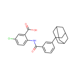 O=C(Nc1ccc(Cl)cc1C(=O)O)c1cccc(C23CC4CC(CC(C4)C2)C3)c1 ZINC000113789340