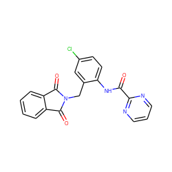 O=C(Nc1ccc(Cl)cc1CN1C(=O)c2ccccc2C1=O)c1ncccn1 ZINC000028948872