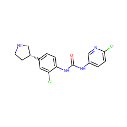 O=C(Nc1ccc(Cl)nc1)Nc1ccc([C@@H]2CCNC2)cc1Cl ZINC000149975382