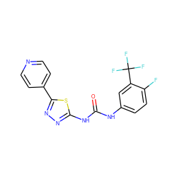 O=C(Nc1ccc(F)c(C(F)(F)F)c1)Nc1nnc(-c2ccncc2)s1 ZINC000096024635