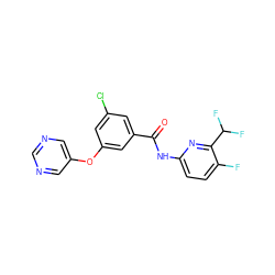 O=C(Nc1ccc(F)c(C(F)F)n1)c1cc(Cl)cc(Oc2cncnc2)c1 ZINC000096939145