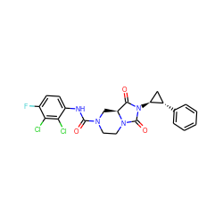 O=C(Nc1ccc(F)c(Cl)c1Cl)N1CCN2C(=O)N([C@H]3C[C@@H]3c3ccccc3)C(=O)[C@@H]2C1 ZINC000072177143