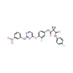 O=C(Nc1ccc(F)cc1)C1(C(=O)Nc2ccc(Oc3ccnc(Nc4cccc([N+](=O)[O-])c4)n3)c(F)c2)CC1 ZINC000169350845