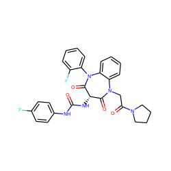 O=C(Nc1ccc(F)cc1)N[C@H]1C(=O)N(CC(=O)N2CCCC2)c2ccccc2N(c2ccccc2F)C1=O ZINC000101480713