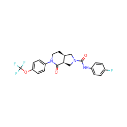 O=C(Nc1ccc(F)cc1)N1C[C@H]2C(=O)N(c3ccc(OC(F)(F)F)cc3)CC[C@H]2C1 ZINC000169694233