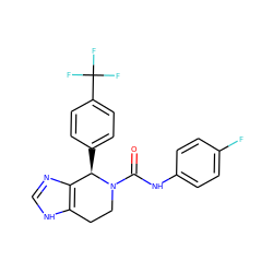 O=C(Nc1ccc(F)cc1)N1CCc2[nH]cnc2[C@H]1c1ccc(C(F)(F)F)cc1 ZINC000084759613