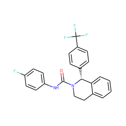 O=C(Nc1ccc(F)cc1)N1CCc2ccccc2[C@H]1c1ccc(C(F)(F)F)cc1 ZINC000084670218