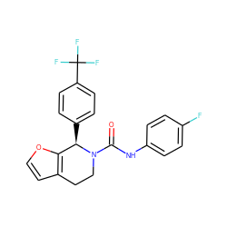 O=C(Nc1ccc(F)cc1)N1CCc2ccoc2[C@H]1c1ccc(C(F)(F)F)cc1 ZINC000084756851