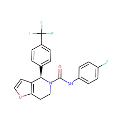 O=C(Nc1ccc(F)cc1)N1CCc2occc2[C@H]1c1ccc(C(F)(F)F)cc1 ZINC000084653761