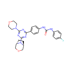 O=C(Nc1ccc(F)cc1)Nc1ccc(-c2nc(N3CCOCC3)nc(N3[C@H]4CC[C@H]3COC4)n2)cc1 ZINC000101366706