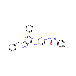 O=C(Nc1ccc(F)cc1)Nc1ccc(Nc2nc(-c3ccccc3)nc3c2nnn3Cc2ccccc2)cc1 ZINC000049877902