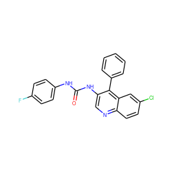 O=C(Nc1ccc(F)cc1)Nc1cnc2ccc(Cl)cc2c1-c1ccccc1 ZINC000013737633