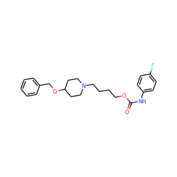 O=C(Nc1ccc(F)cc1)OCCCCN1CCC(OCc2ccccc2)CC1 ZINC000028650717