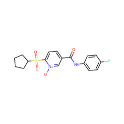 O=C(Nc1ccc(F)cc1)c1ccc(S(=O)(=O)C2CCCC2)[n+]([O-])c1 ZINC000029571613